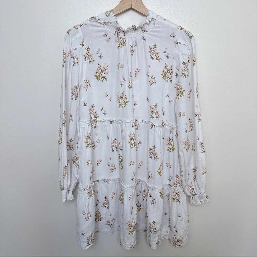 Free People Womens Small Four Mini Dress Floral Long Sleeve - Picture 2 of 13